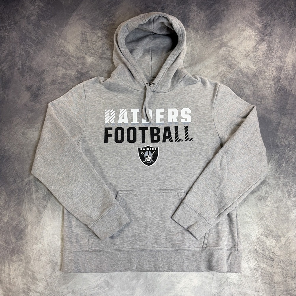 Fanatics Raiders Football Hoodie Mens Large Gray NFL Graphic Sweatshirt